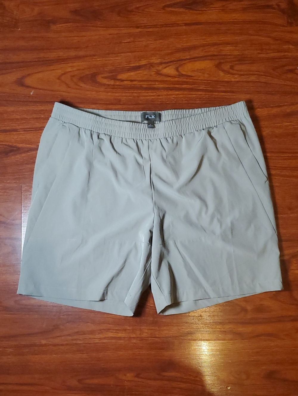 Men's FLX Athletic Elastic-Waist Light Khaki Gym Shorts